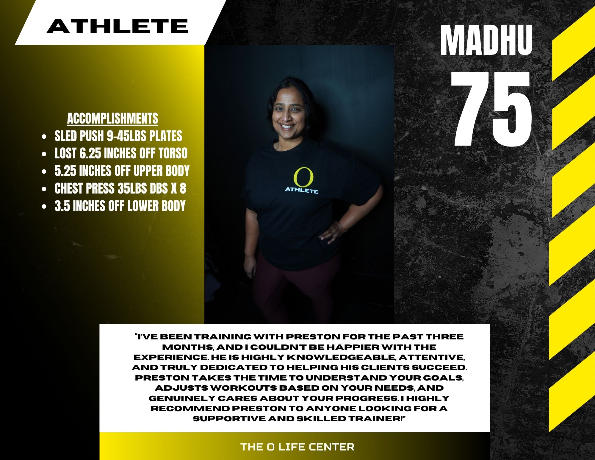 Madhu · 75 — O Life Athlete feature